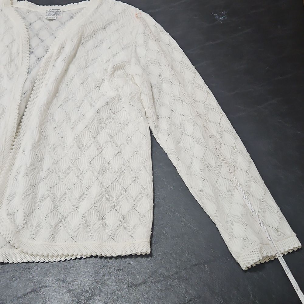 Vienna Lace Made in Japan White Pointelle Cardigan Sheer Lined L Cottagecore - Picture 8 of 10